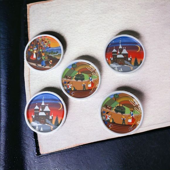 Minton Artware Inc German Folk Art Hand Painted Petit Serving Dish Decor Set 5 - Picture 2 of 7